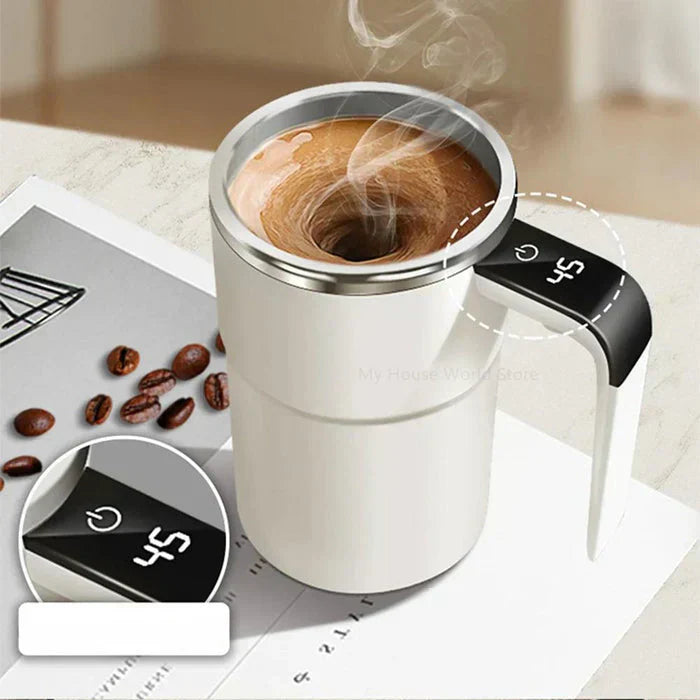 Taza de café automezclante con rotación magnética y batería recargable