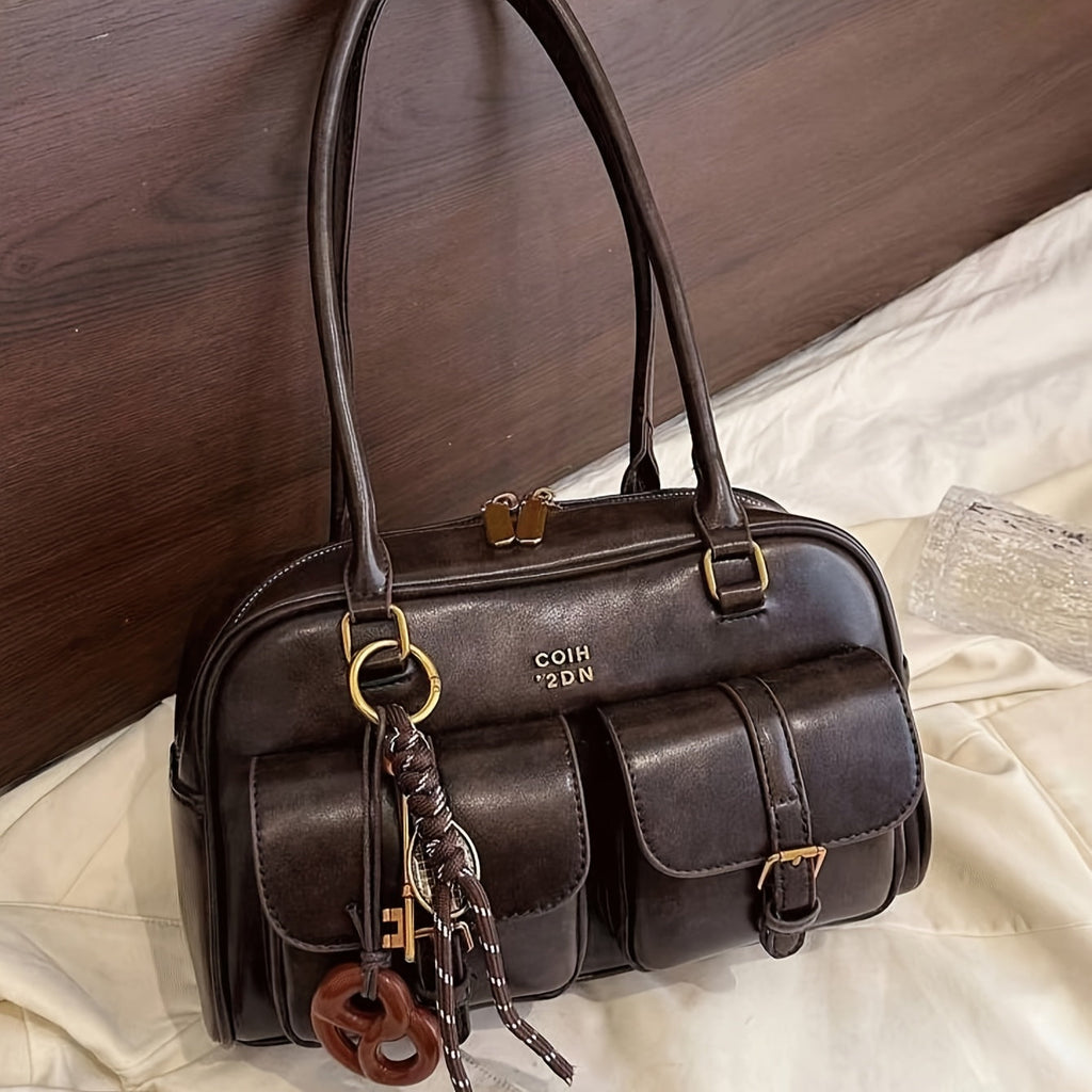 Travelina PU Shoulder Bag With Multiple Pockets And Chain Strap