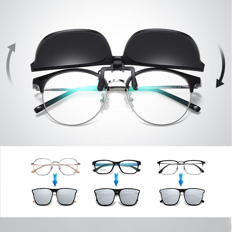 New polarized clip-on folding sunglasses