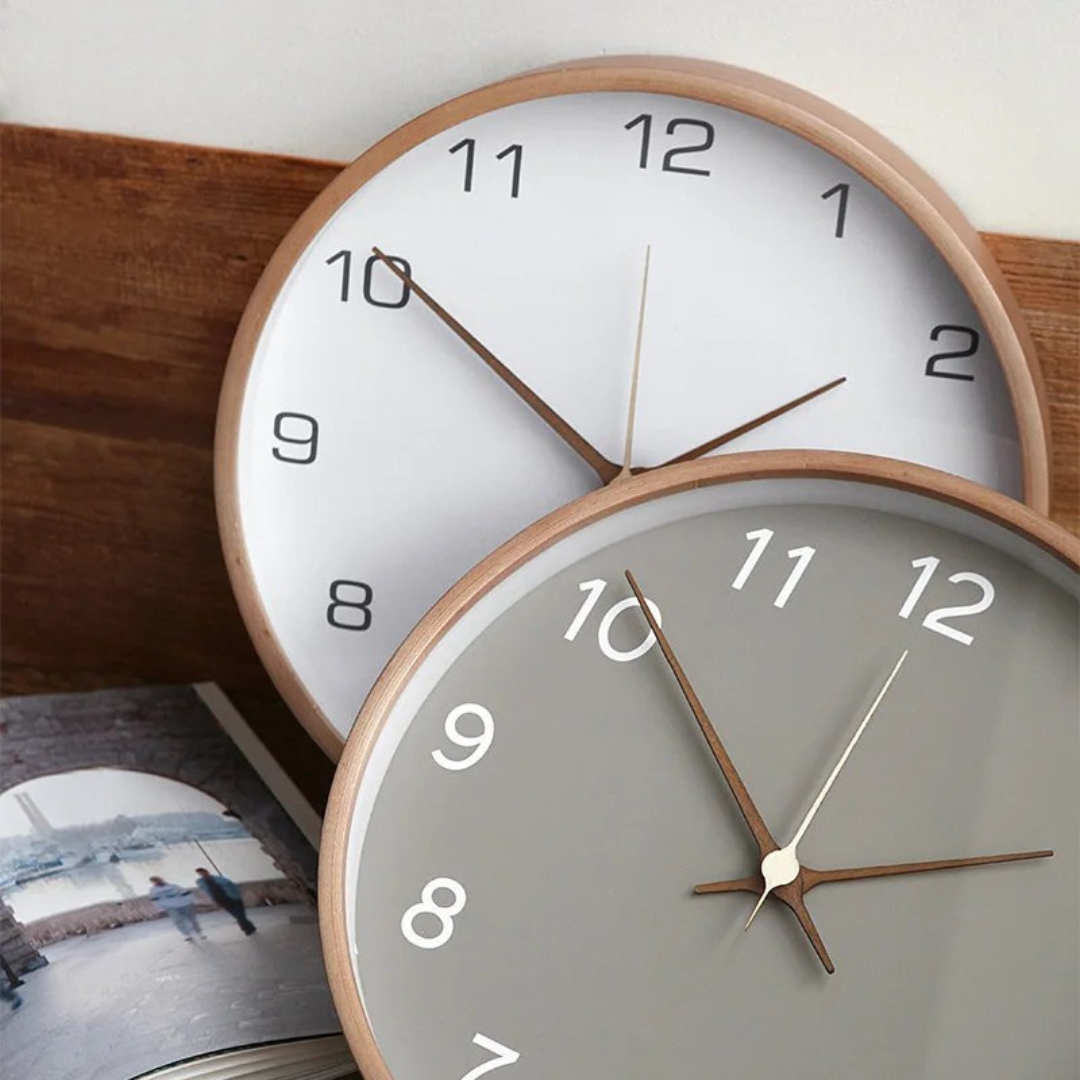 Reloj de Pared Grande Moderno de Madera Lumen Silencioso para Sala de Estar