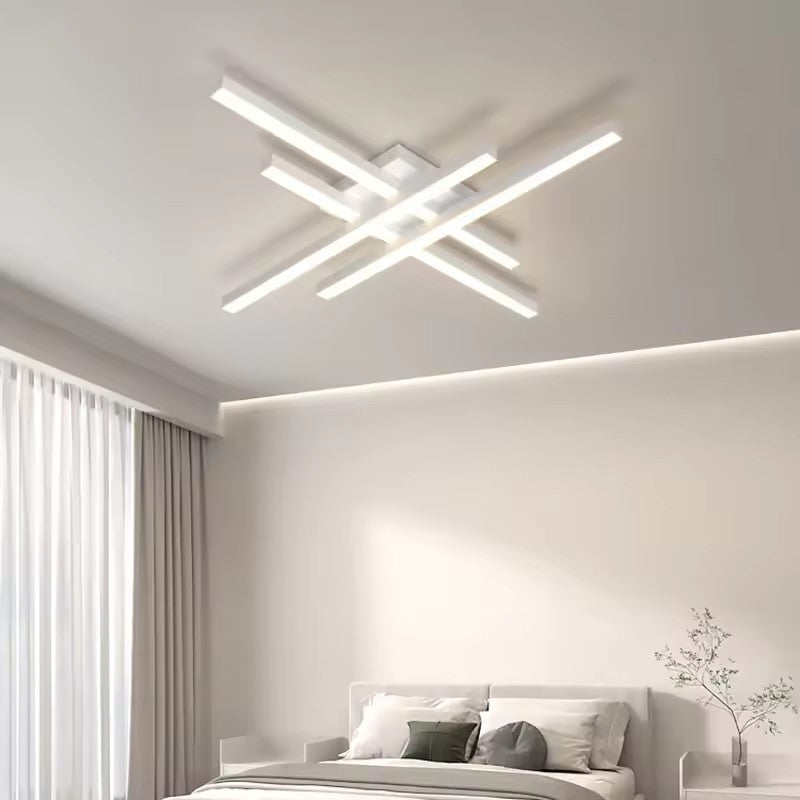 Lampada a quattro luci con moduli LED per soffitto, luminosità dimmerabile, finitura bianca e nera