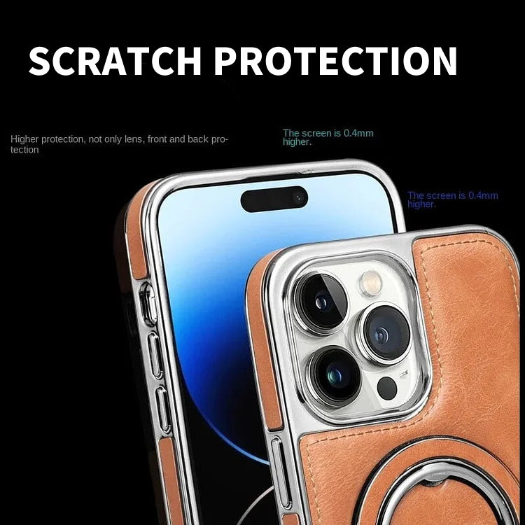 Pouzdro LuxeLeather na iPhone s kovovým stojánkem pro každodenní použití