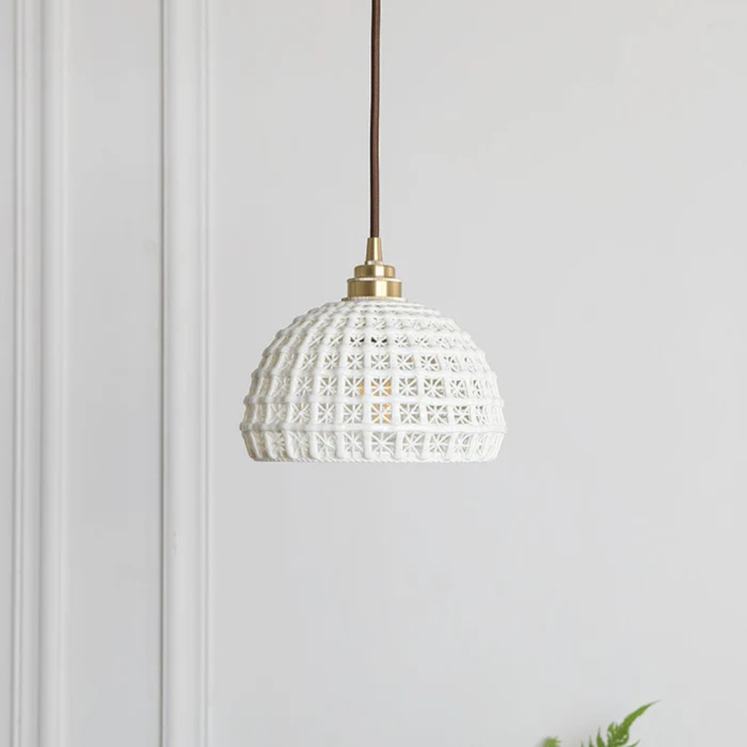 Nexis Ceramic Pendant Light With Copper Accents For Dining And Living Rooms