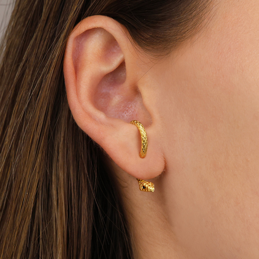 Aura Snake Ear Wrap Earrings Adjustable For Any Ear In Gold-Plated Or Sterling Silver