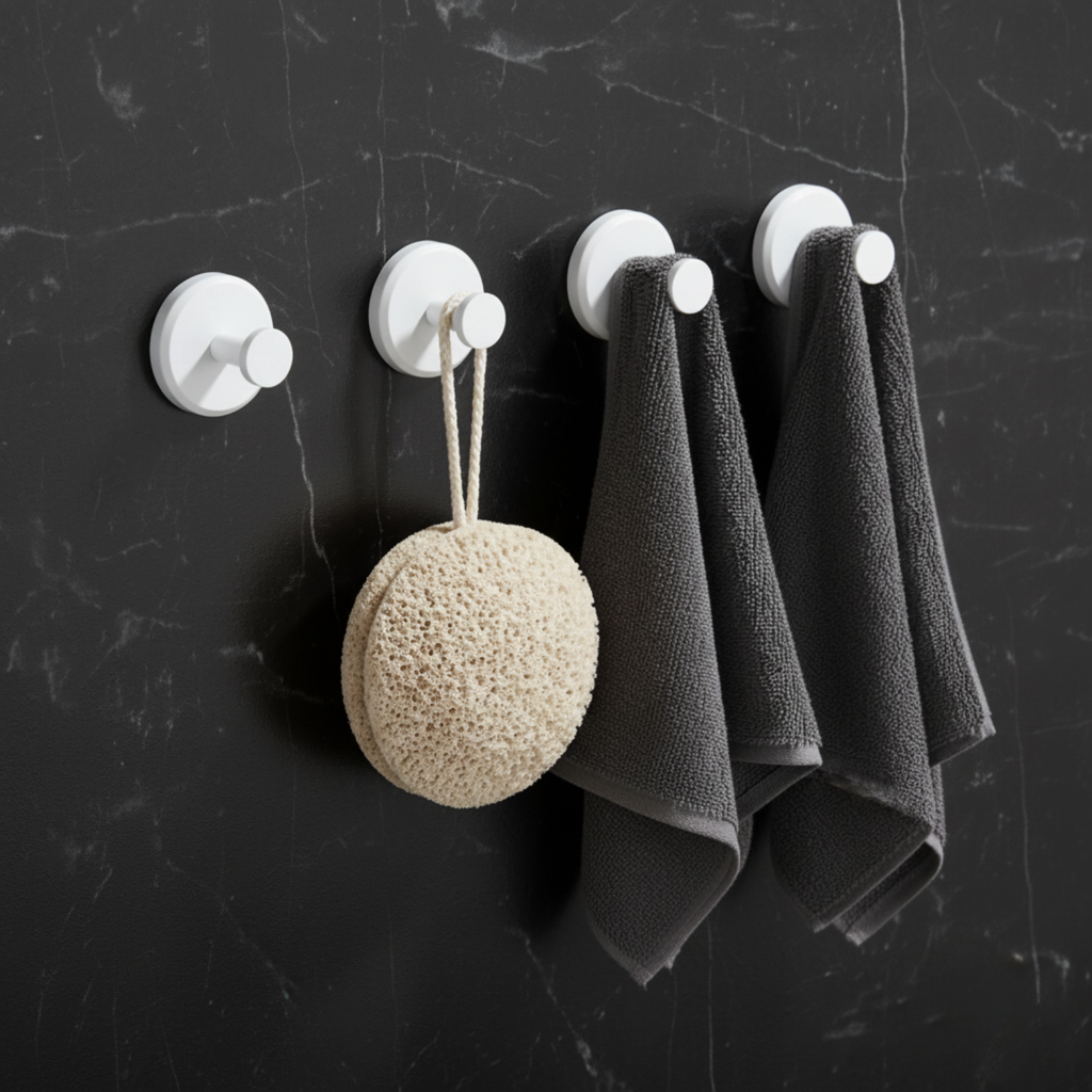 ClingPro Four-Piece Reusable Hooks With Suction On Smooth Surfaces