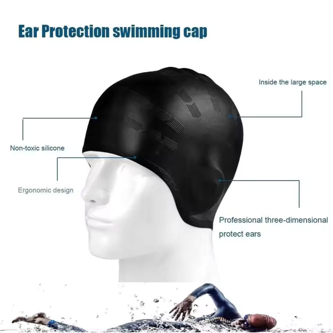 AureaSilk Long Hair Cap Made From Silicone With Built-In Ear Pockets
