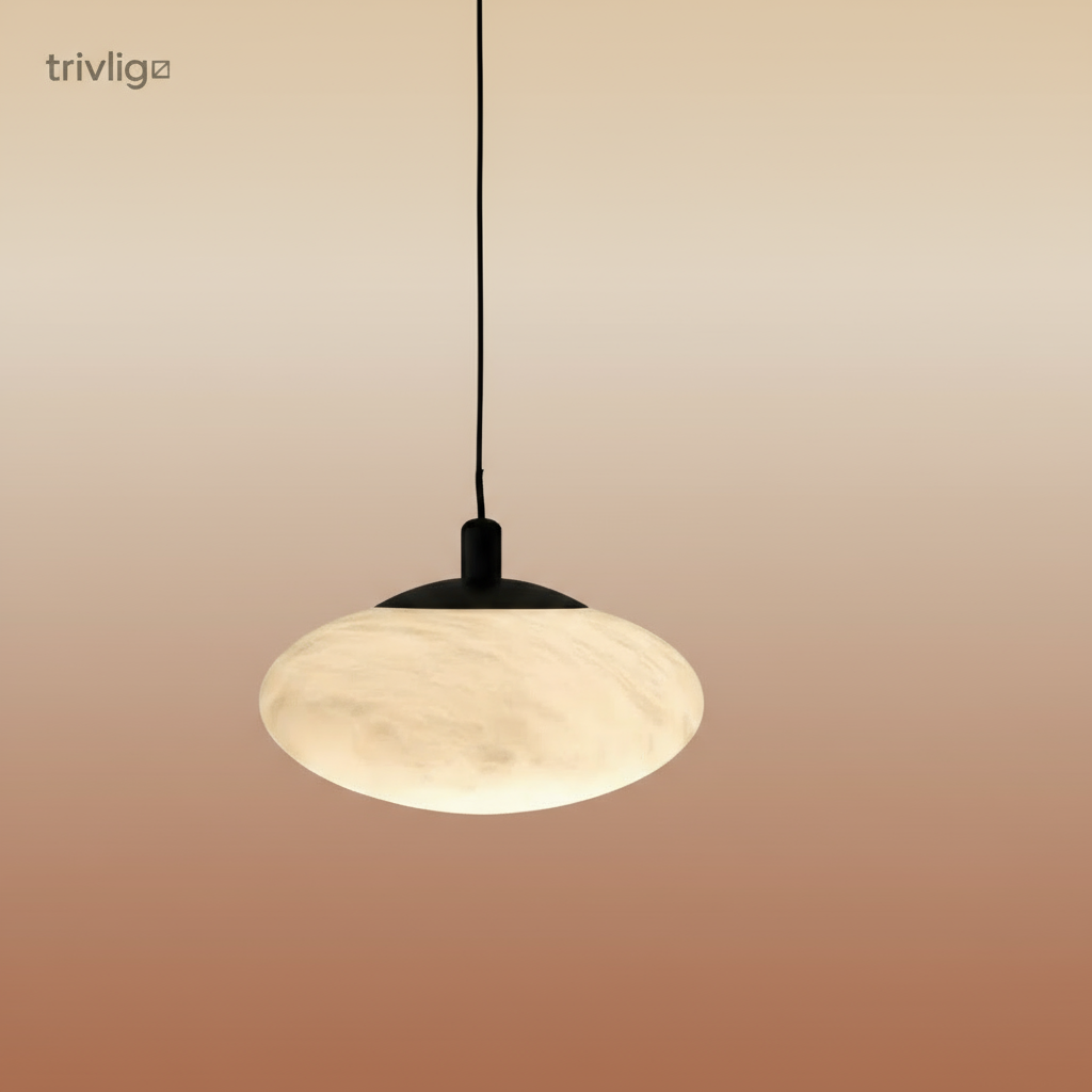 AuraLume mini sopp-pendelampe i alabasterfinish