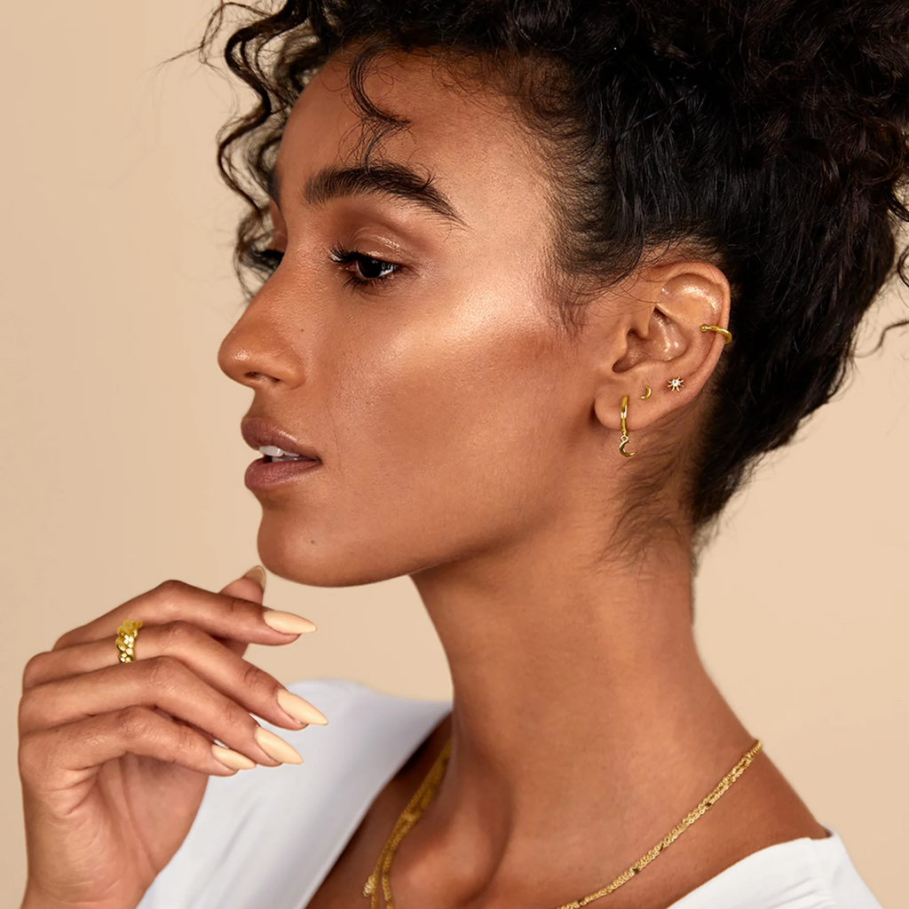 Crescent Moon Stud Earrings With Screw Back Closure