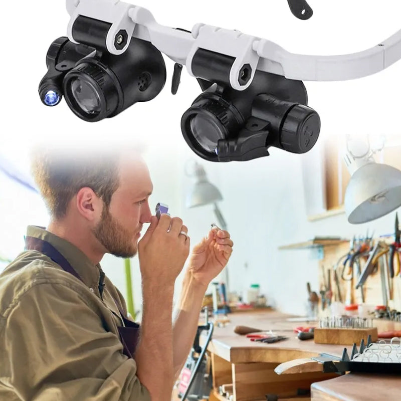 Dual-Lens LED Magnifier Kit With 8x, 15x, Plus 23x Magnification, 180-Degree Rotating Lens