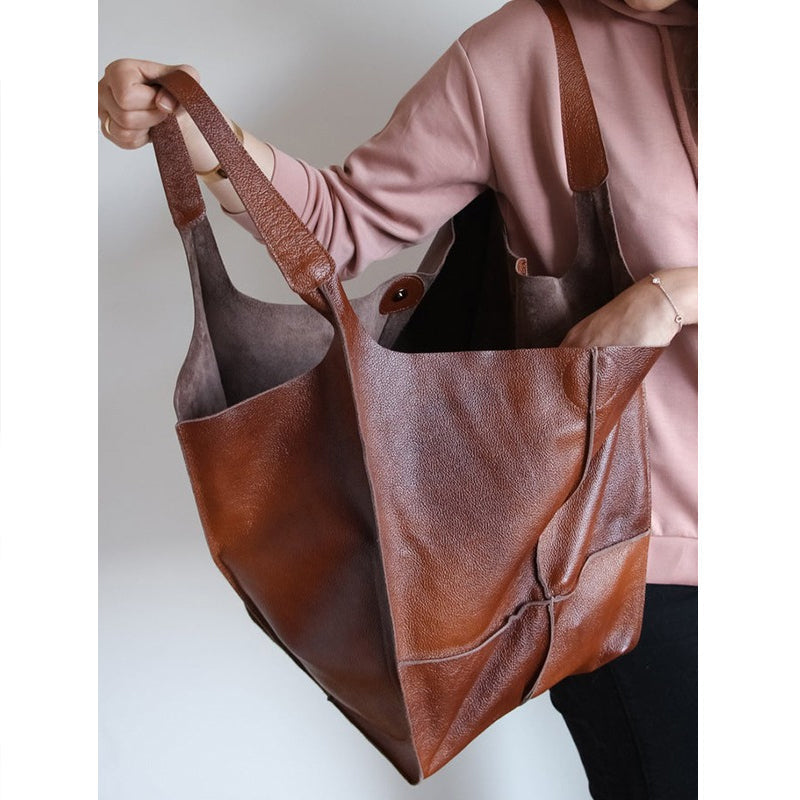 Elegant Leather Tote For Daily Essentials And Everyday Use