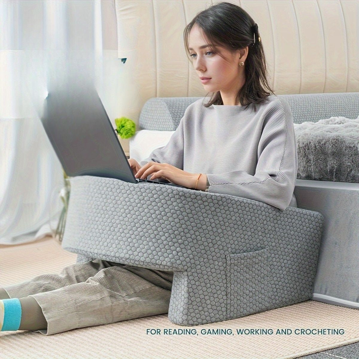 כרית קריאה גדולה במיוחד CozyNest עם תמיכה בזרוע למשחקים ולעבודה
