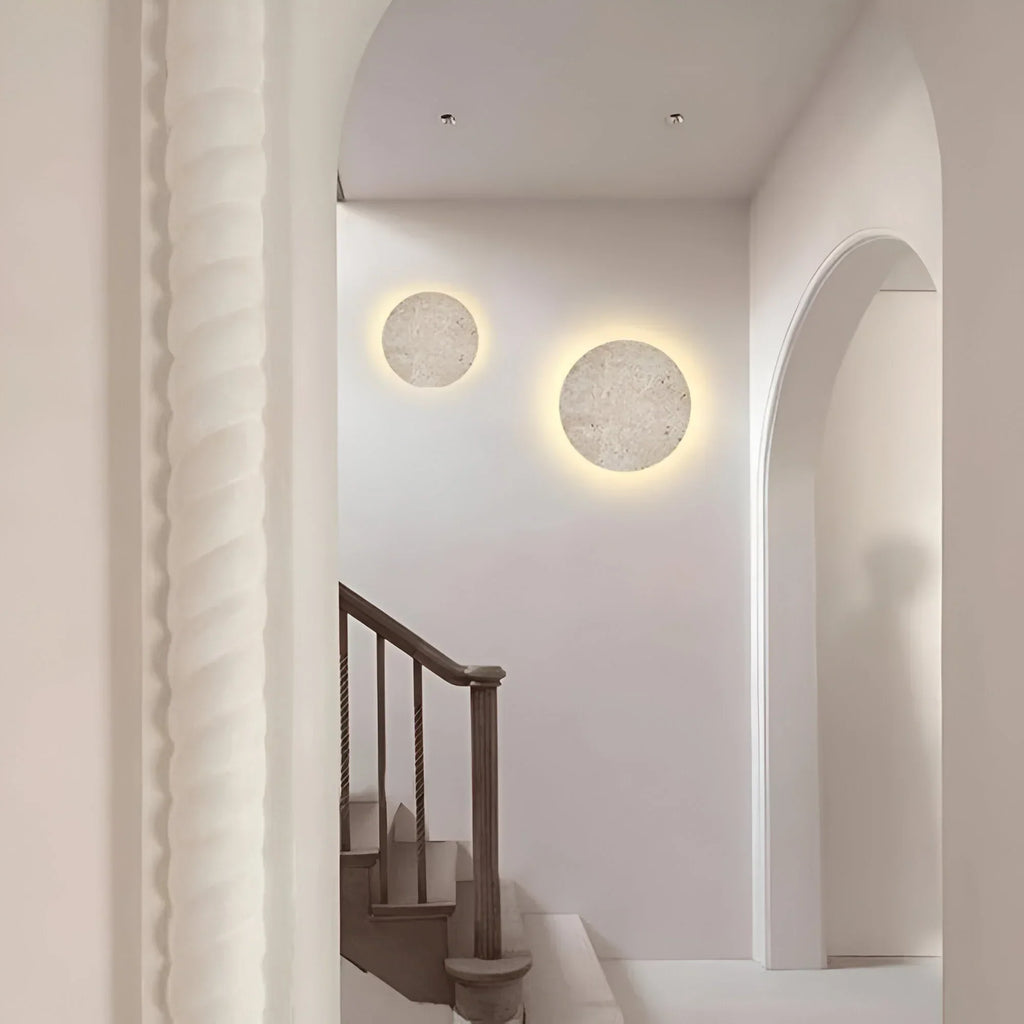 Okrągła lampa ścienna TerraLume Stone do wnętrz, nowoczesna dekoracja do salonu
