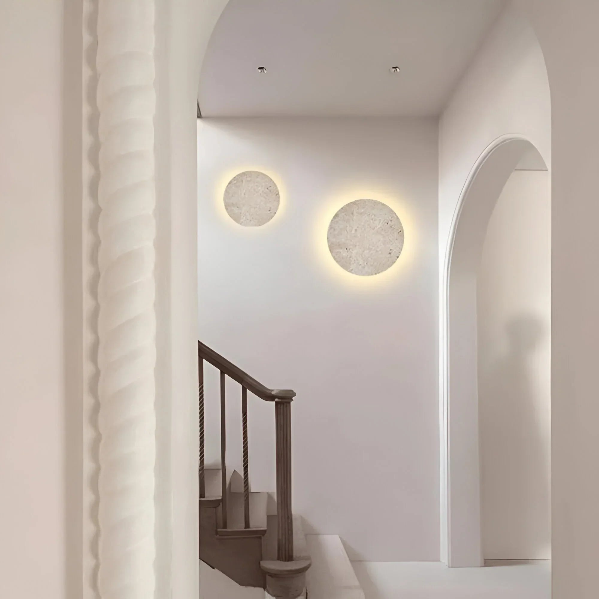 Okrągła lampa ścienna TerraLume Stone do wnętrz, nowoczesna dekoracja do salonu