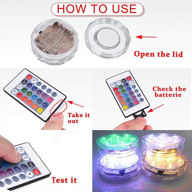 Remote-Controlled LED Light For Pools With Waterproof Magnetic Suction For Outdoor Use