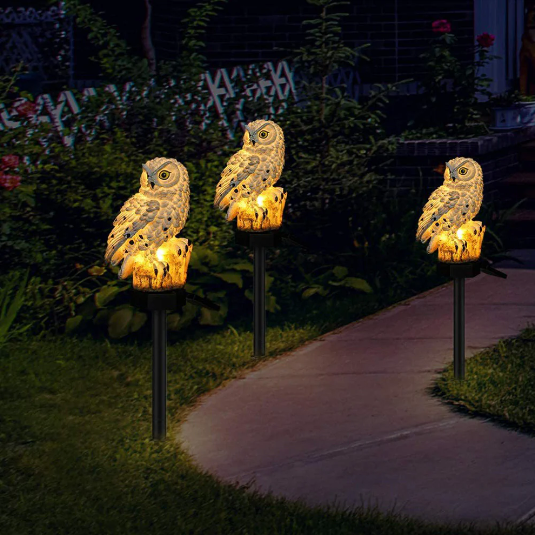 Lumos Owl solcelledrevet havelampe til stemning og stioplysning