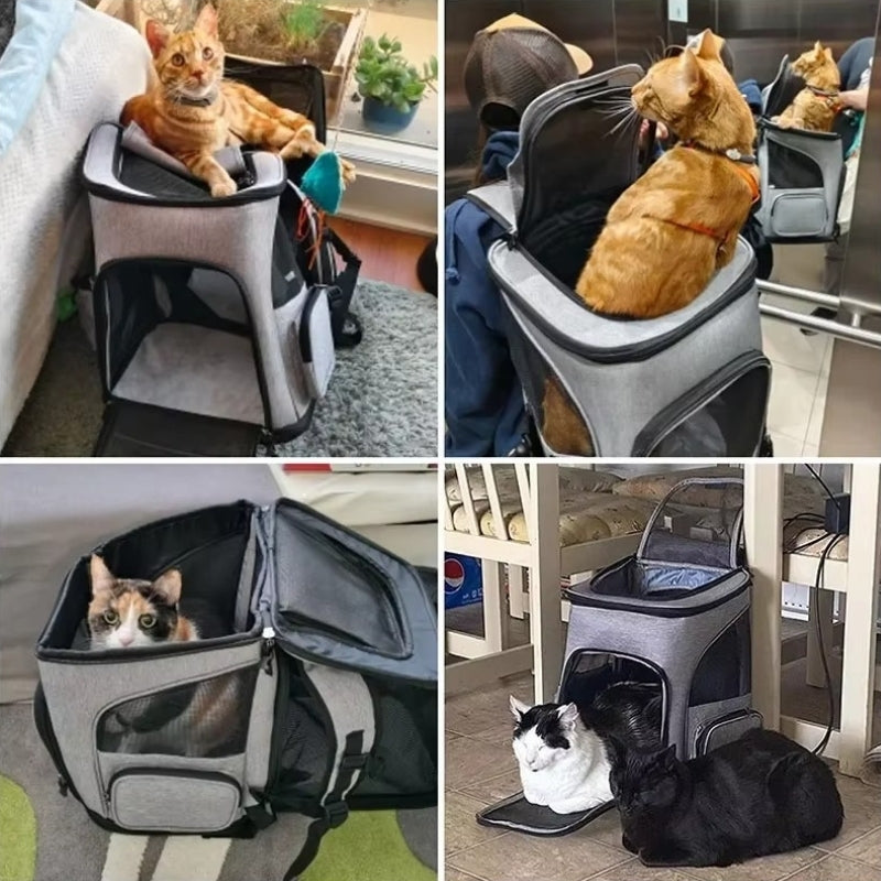 CozyNest Foldable Expandable Breathable Pet Backpack Carrier For Cats And Small Dogs