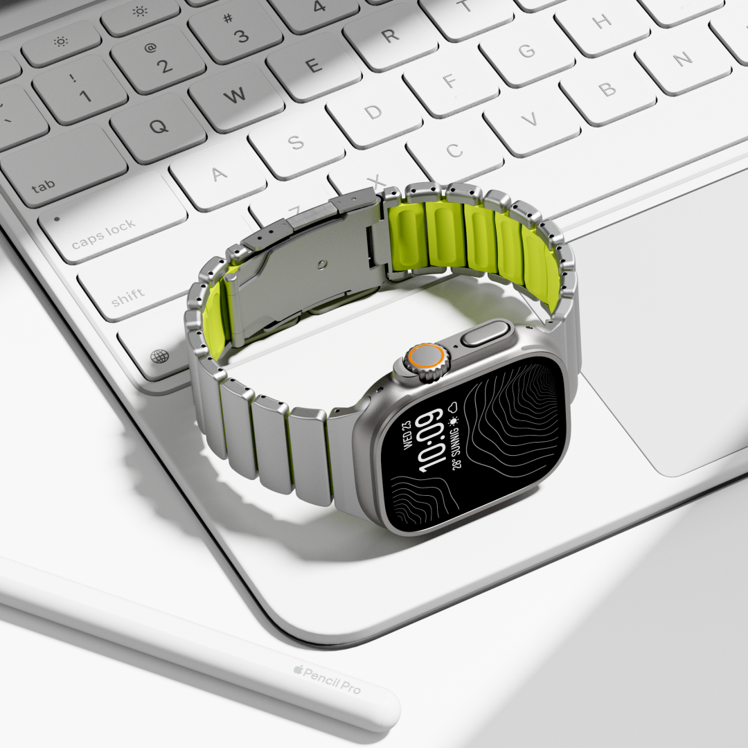 Gemini Titanium Band for Apple Watch Ultra With Matte Finish and Polished Links