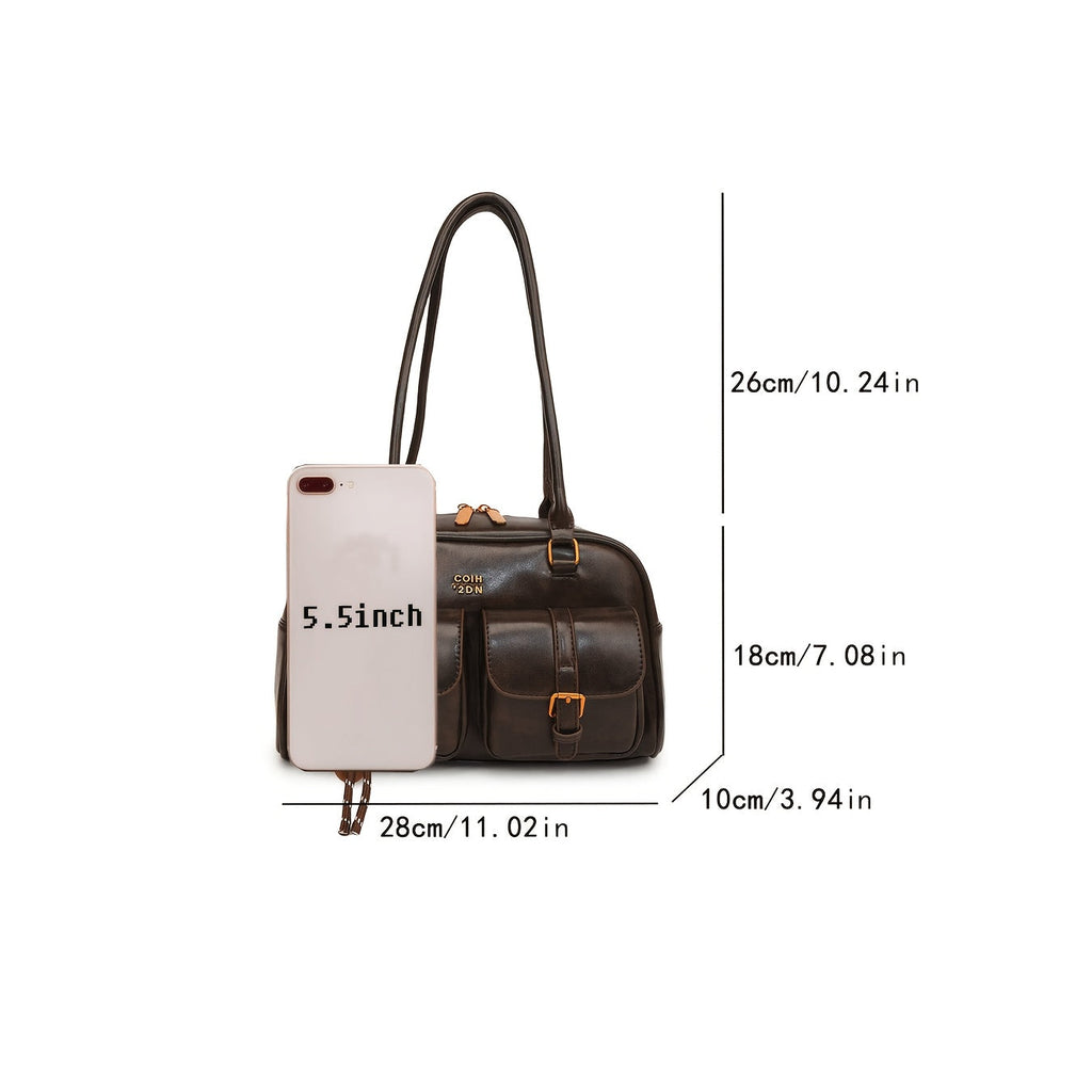 Travelina PU Shoulder Bag With Multiple Pockets And Chain Strap