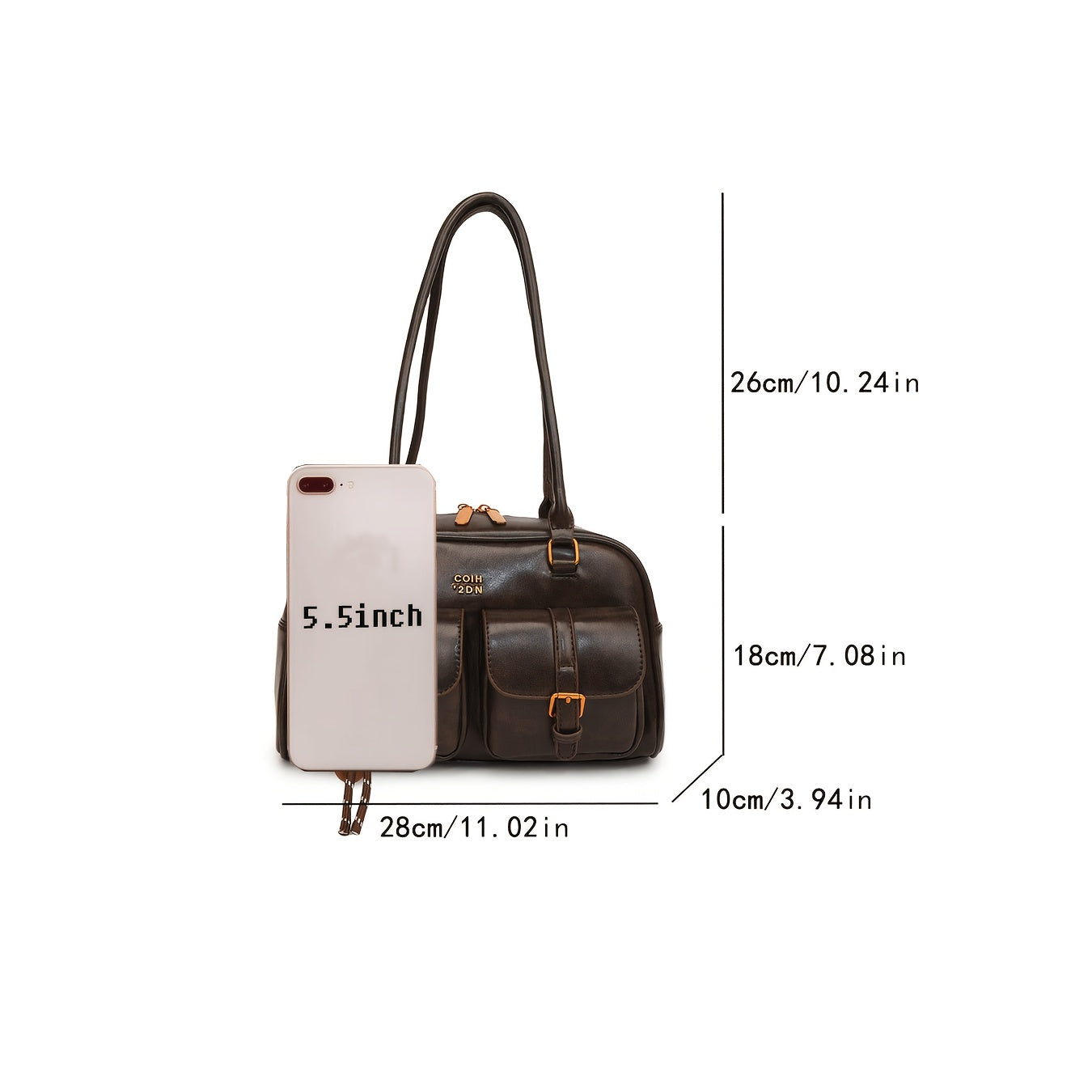 Travelina PU Shoulder Bag With Multiple Pockets And Chain Strap