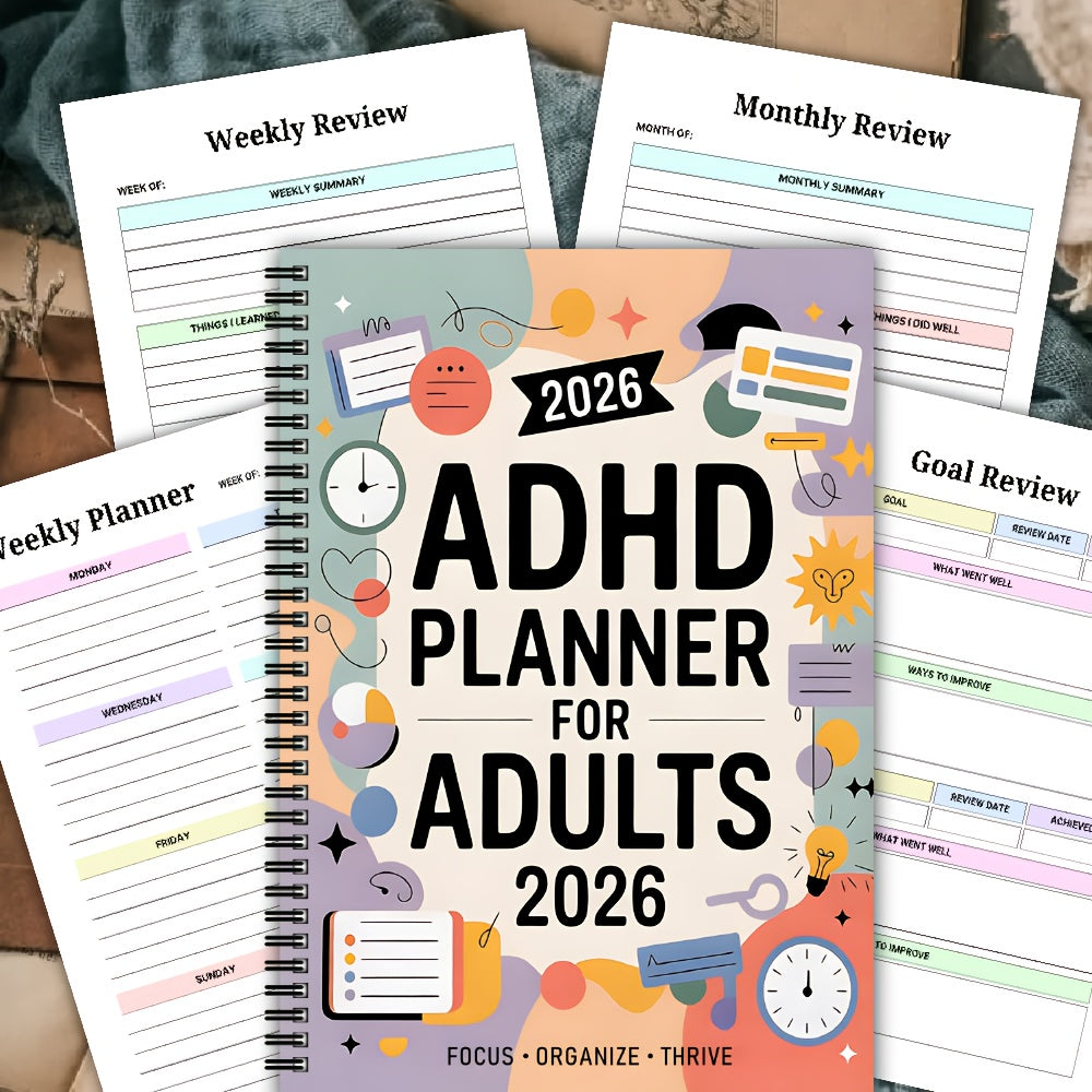 FocusVault 2026 ADHD felnőtt tervező napi és heti termelékenységi naplóhoz