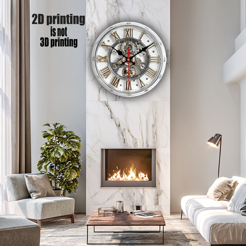 Gearwood Clock Vintage -mekaaninen seinäkello, 2D-hammaspyöräkuvio | Atiets