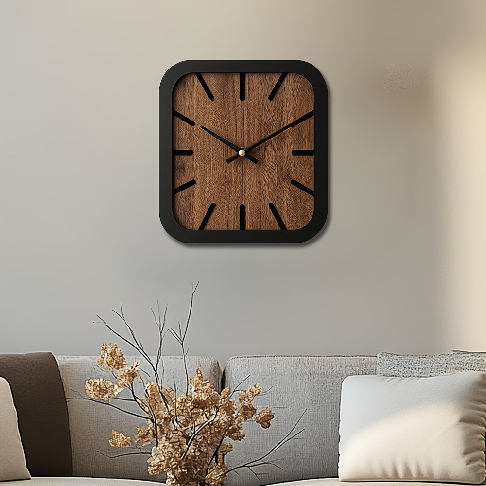 Naturclock Handcrafted Wooden Square Clock Battery Operated Decor