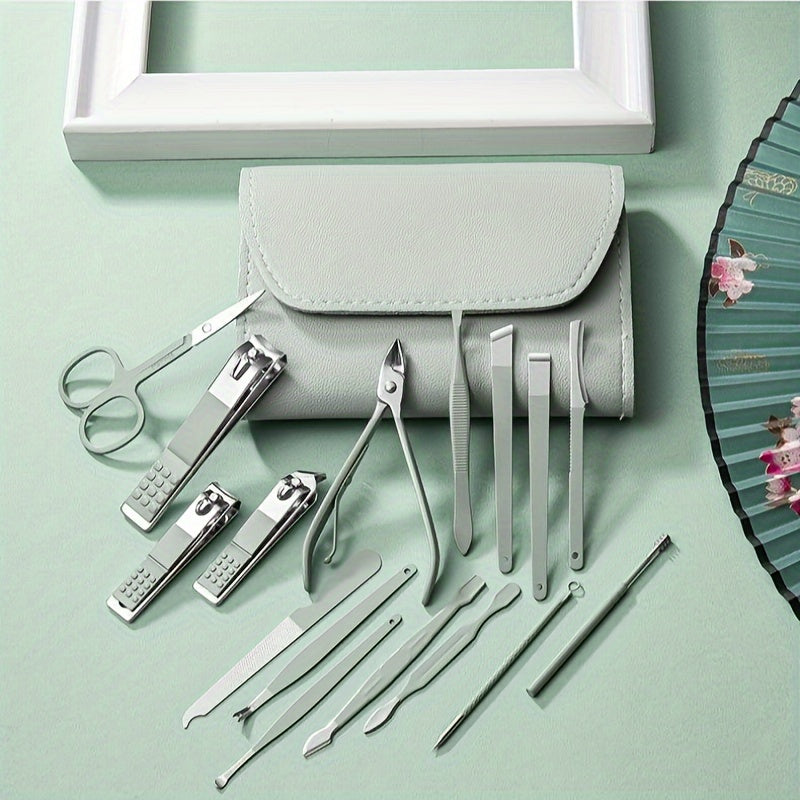 Conjunto de Manicure e Pedicure Trimforge em Aço Inoxidável com 16 Peças