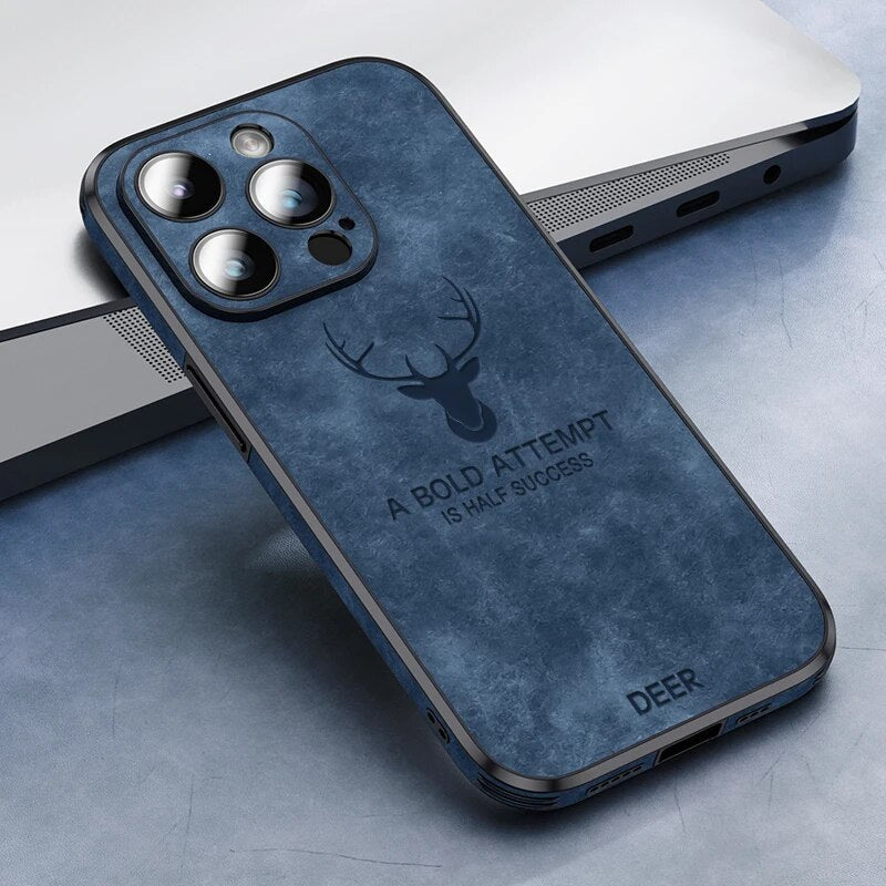 Funda para teléfono de cuero genuino con protección a prueba de golpes, delgada y estilizada