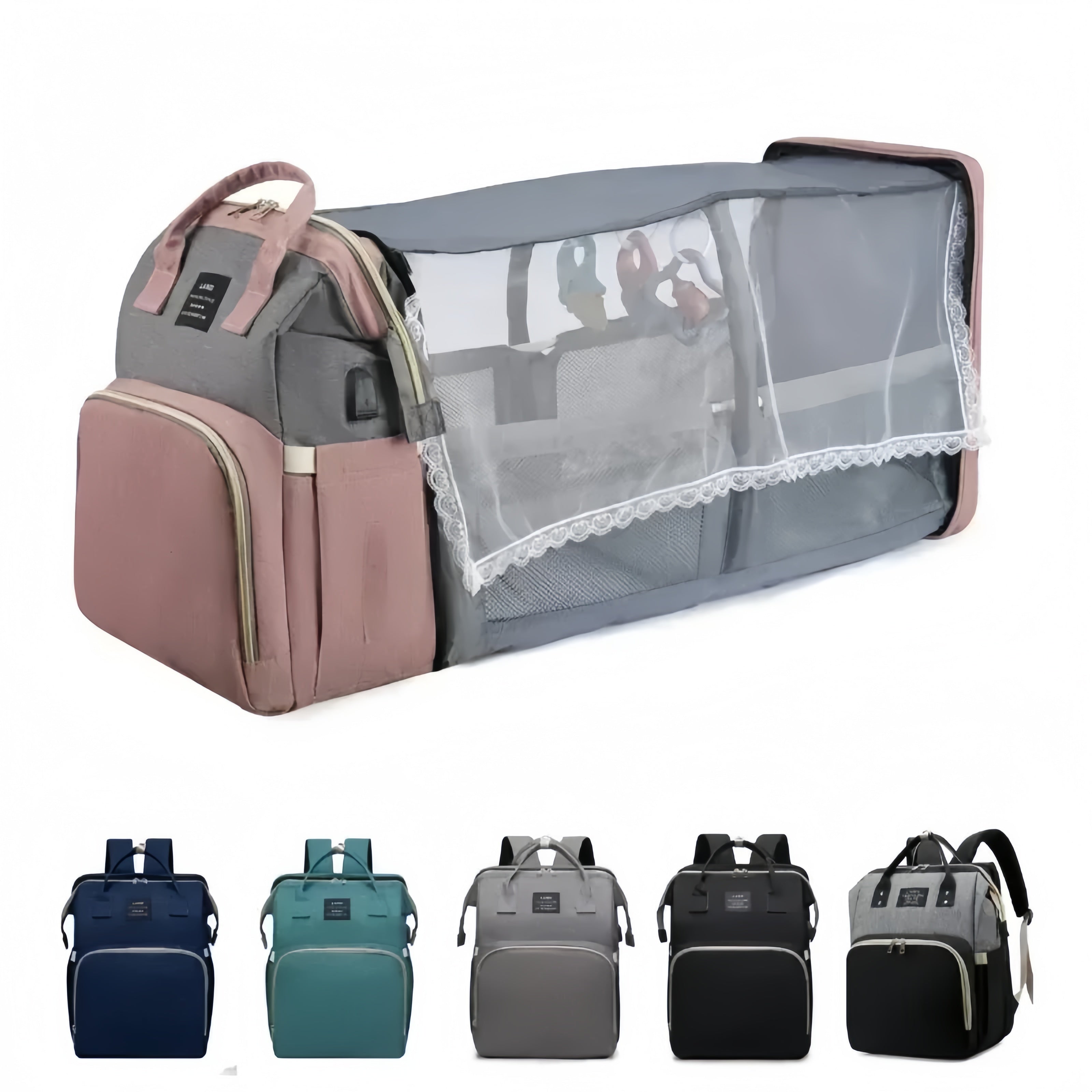 Diaper Bag With Built-In Portable Sleep Surface For Busy Parents On The Move