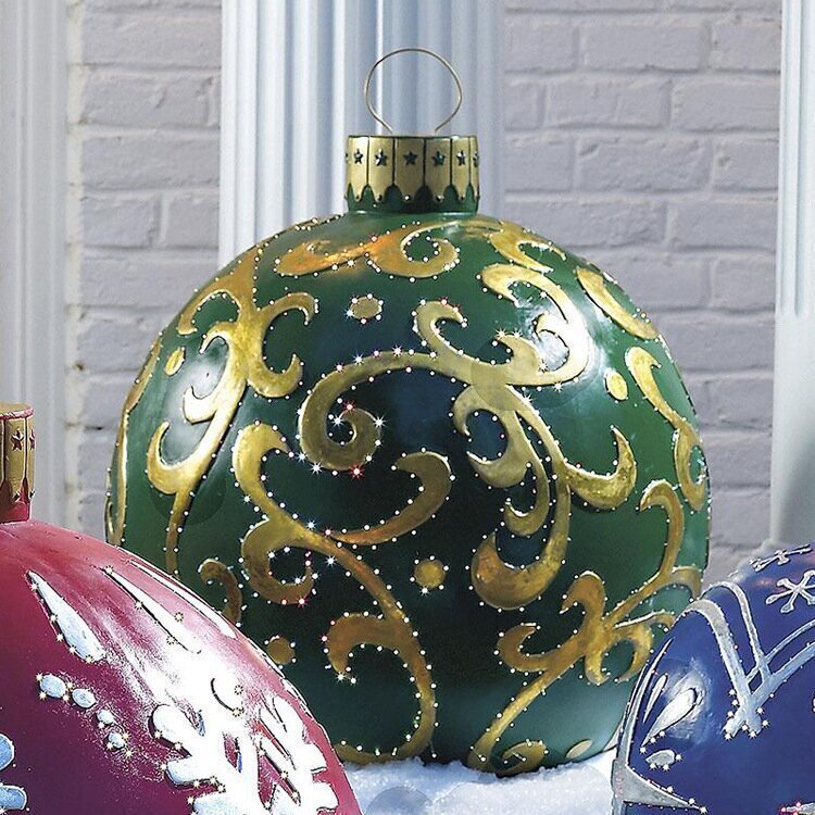 Sfere di Natale gonfiabili in PVC per esterni, resistenti alle intemperie e riutilizzabili, vari design