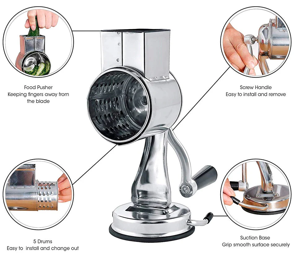 Multi-Functional Kitchen Rotary Food Grater Slicer
