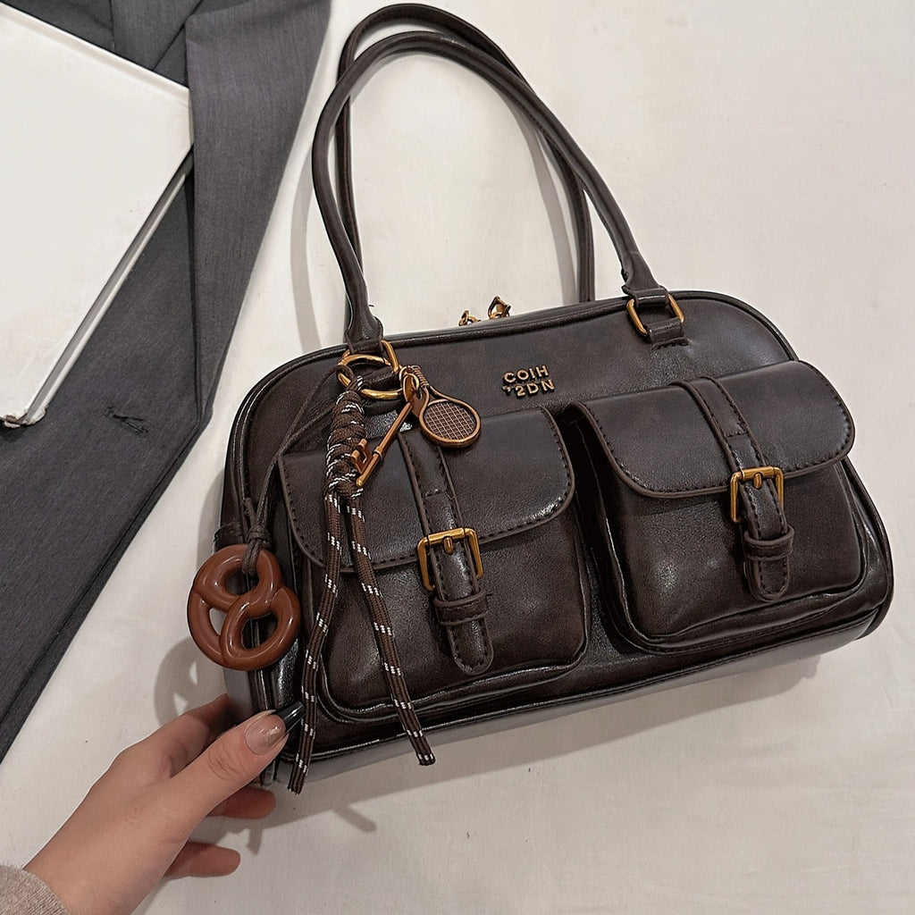 Travelina PU Shoulder Bag With Multiple Pockets And Chain Strap