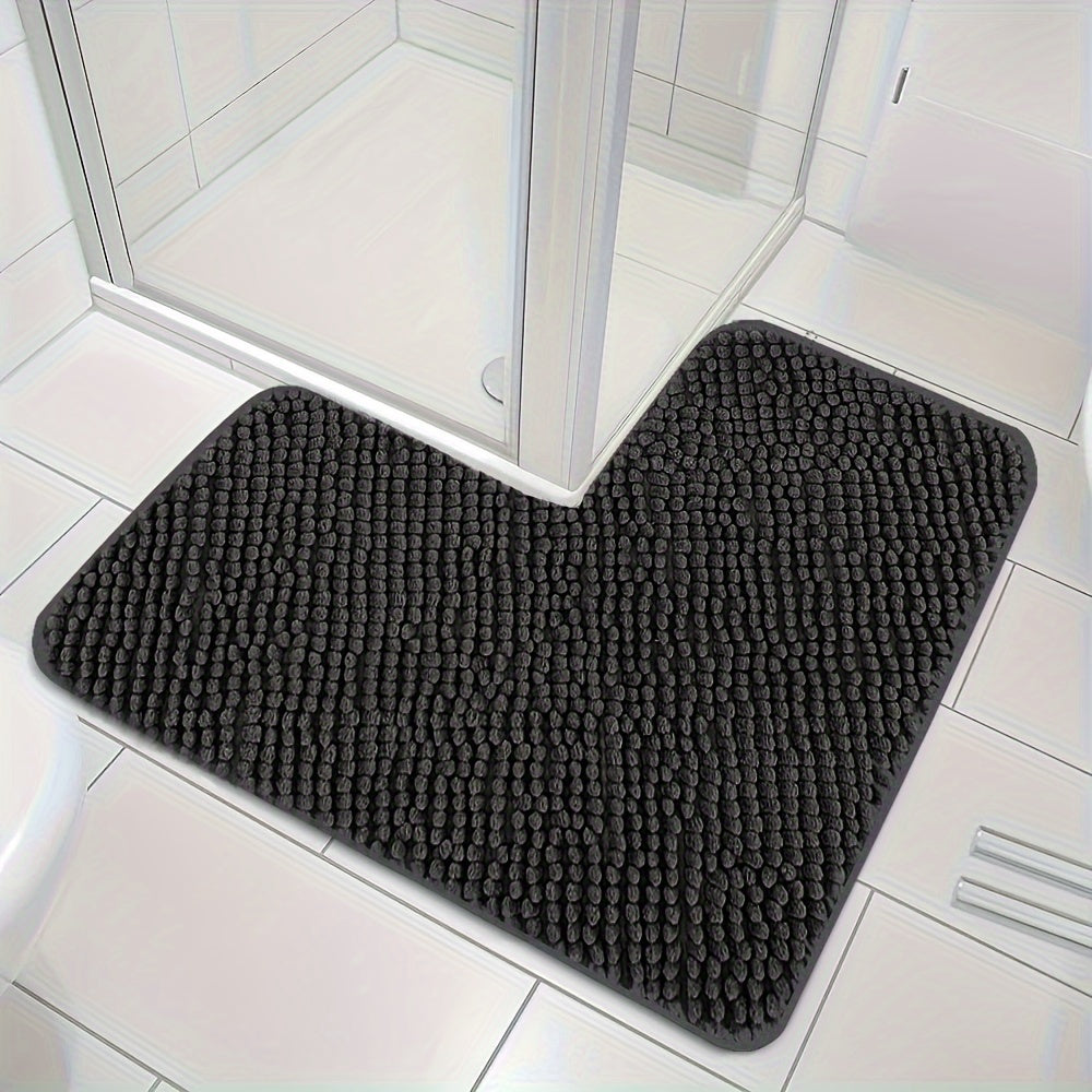 Tappetino da bagno a forma di L Lunava per spazi angolari, antiscivolo, morbido, 40x40x80 cm