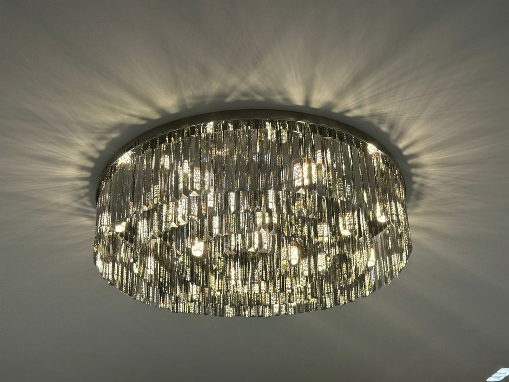 Lyra Grauer Kristall-Kronleuchter Elegantes Statement-Stück