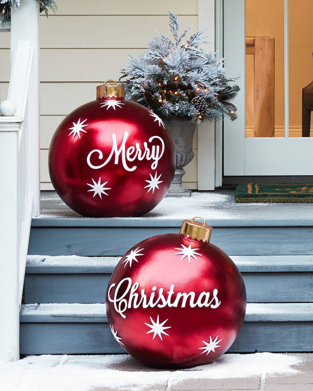 Sfere di Natale gonfiabili in PVC per esterni, resistenti alle intemperie e riutilizzabili, vari design