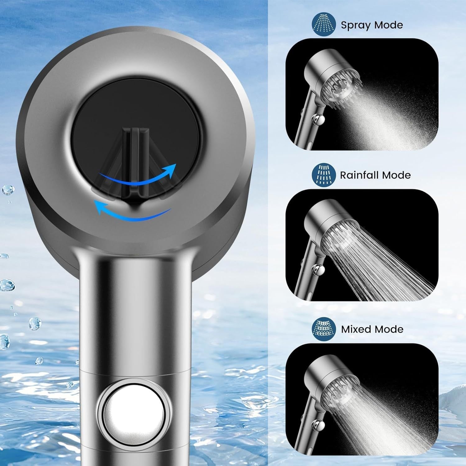 Pureflow Chlorine-Reducing Handheld Showerhead With On Off Switch And Skin Care Filter