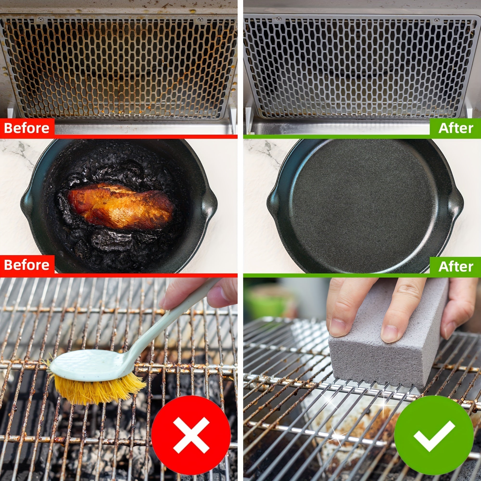 Pietra Pomice Non Graffiante Flameclean per la Pulizia di Griglie e Barbecue