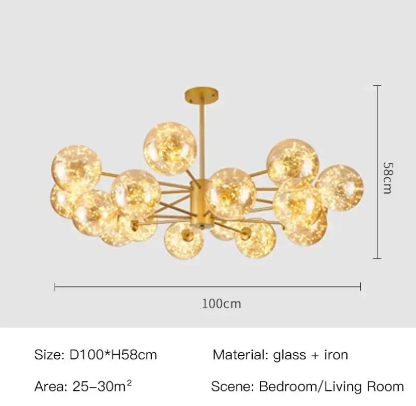 Luminex glazen kroonluchter met ijzeren frame LED-gloed 12 of 16 armen