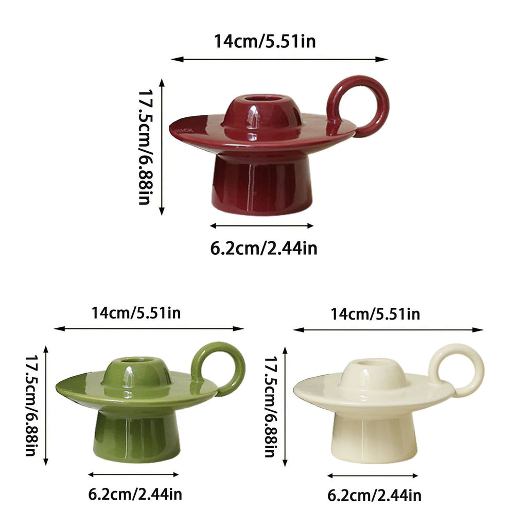 Orbita Ceram Candle Stand In Vintage UFO Style For Tables