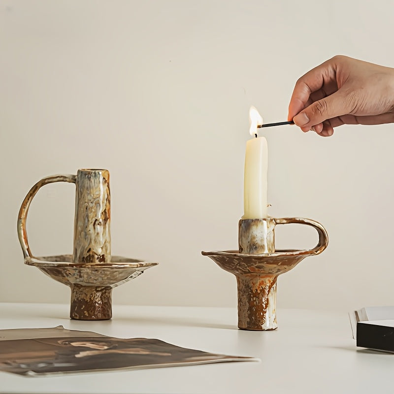 Ceramika Retro Ceramic Candlestick Home Decor Accent