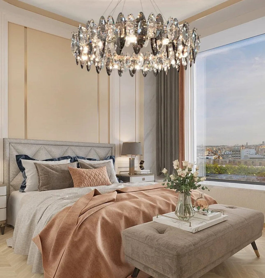 Lampadario a Foglia di Cristallo Nordico Aurelia dalla Collezione Lumen