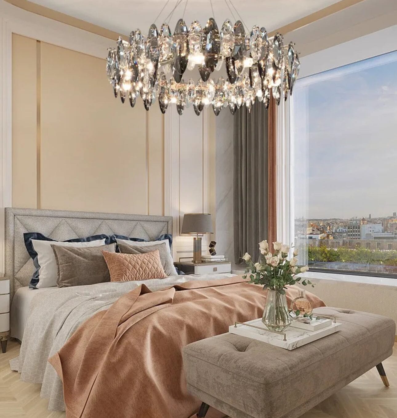 Lampadario a Foglia di Cristallo Nordico Aurelia dalla Collezione Lumen