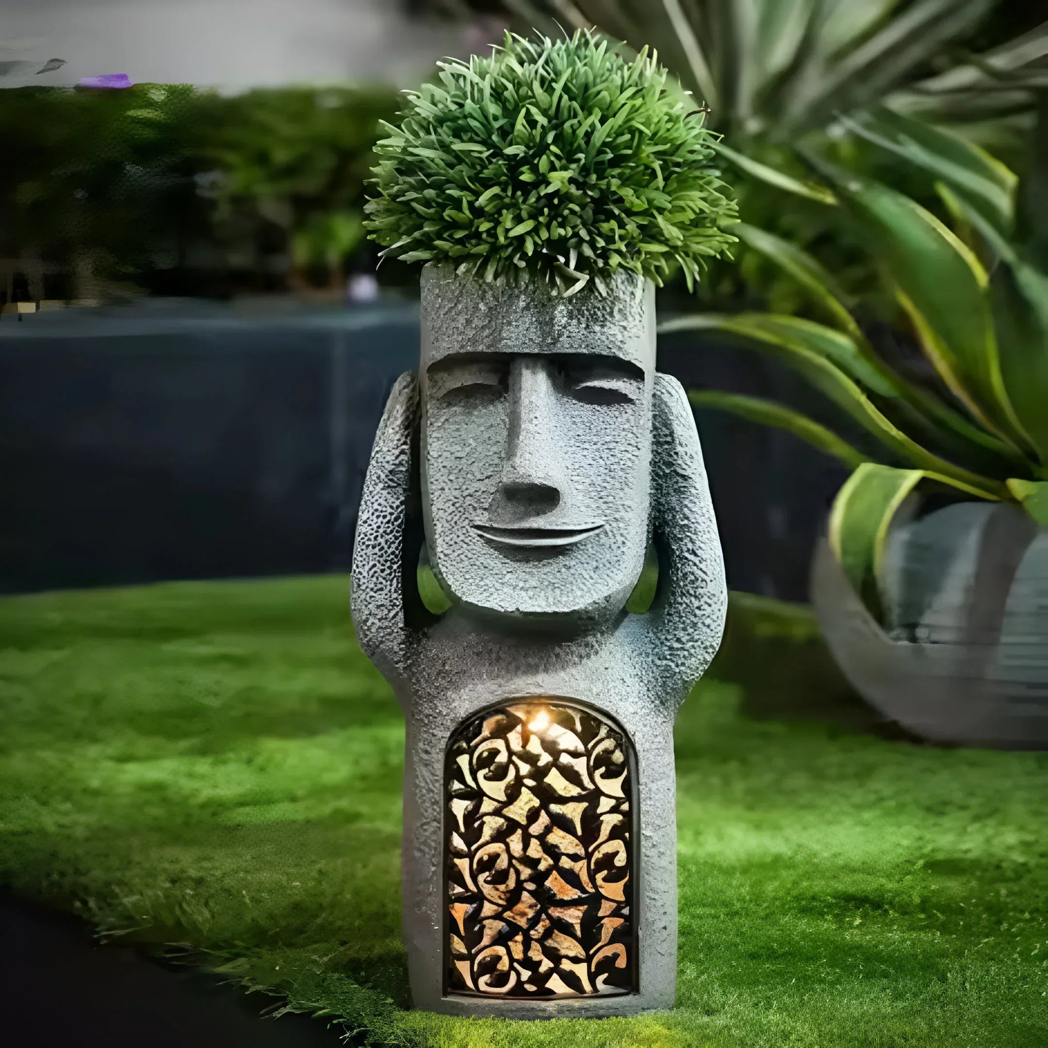 Vaso Astratto per Volto GlowSculpt con LED Solare per Decorazioni Esterne Moderne