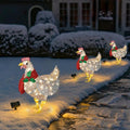 Cheerful Scarf-Wearing Chicken Christmas Ornament For Yard And Garden