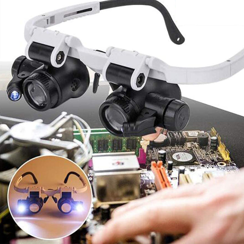 Dual-Lens LED Magnifier Kit With 8x, 15x, Plus 23x Magnification, 180-Degree Rotating Lens