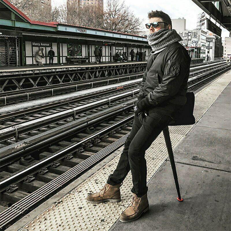 Stowable Walking Stick With Built-In Seat For On-The-Go Comfort