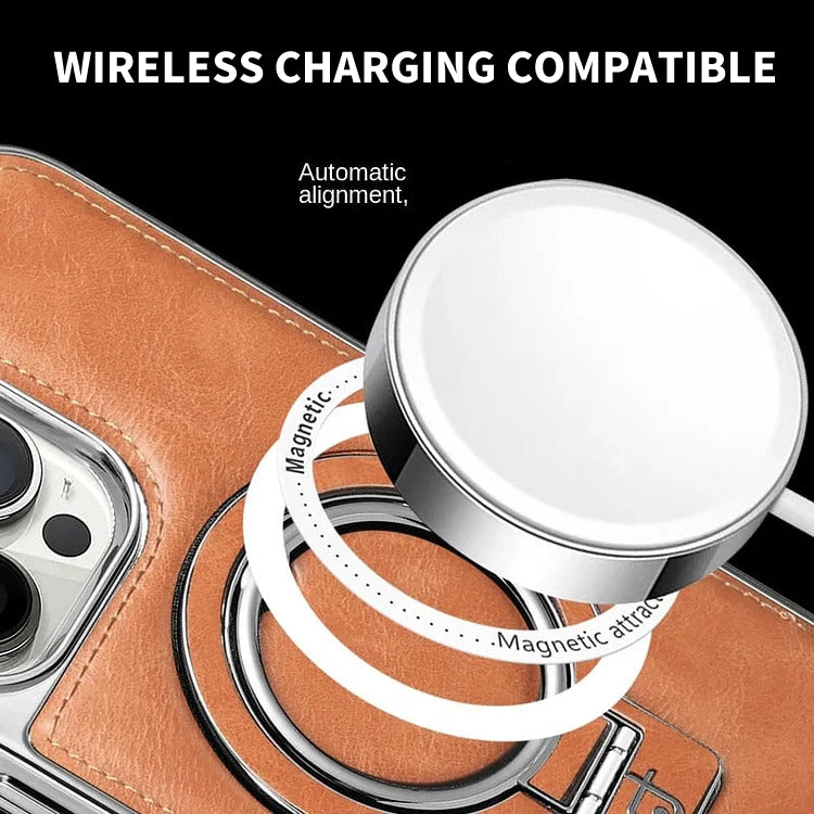 Pouzdro LuxeLeather na iPhone s kovovým stojánkem pro každodenní použití