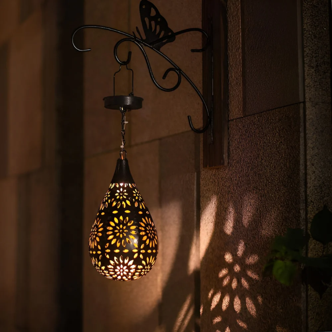 AstraLux Noir solcelledrevet havelampe i sort rustfrit stål med LED