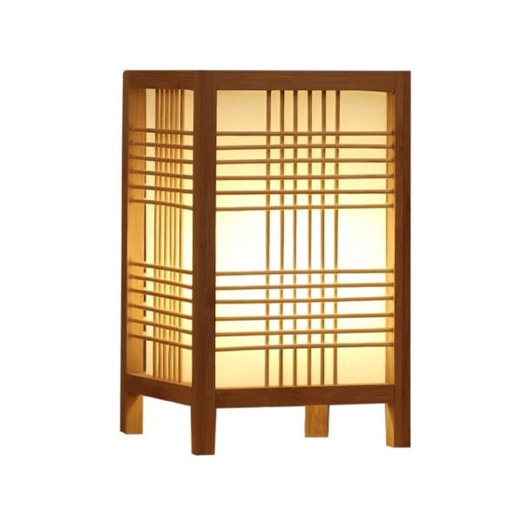 SoraLume Japanische LED-Bambus-Tischlampe für das Schlafzimmer