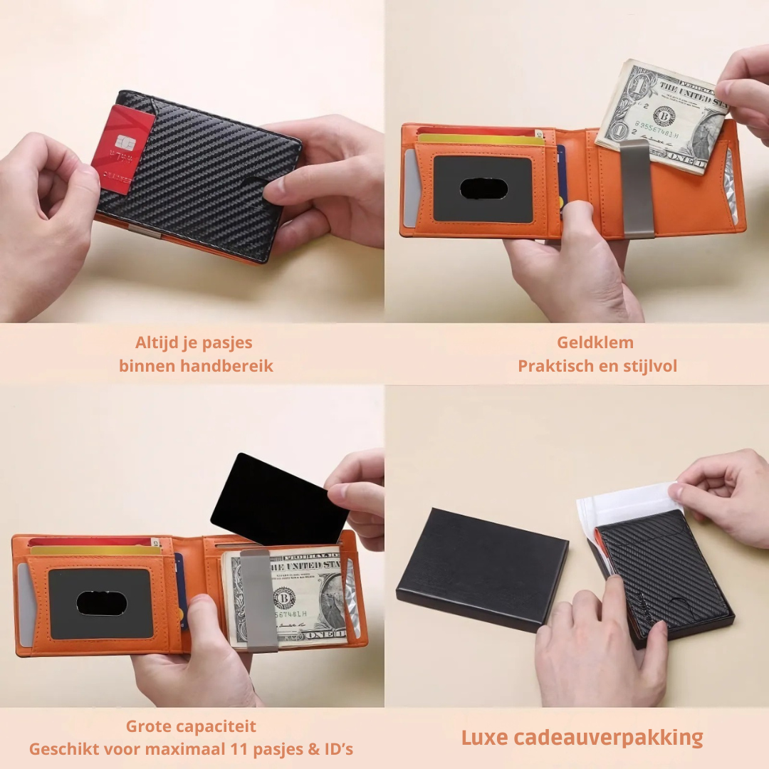 RFID Leather Wallet For Men By SafeSlim Ultra Compact